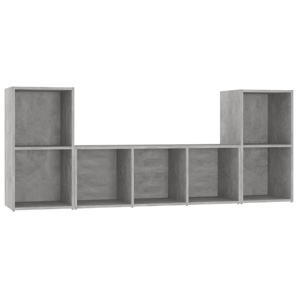 Ensemble de meubles TV 3 pièces en béton gris à base de bois