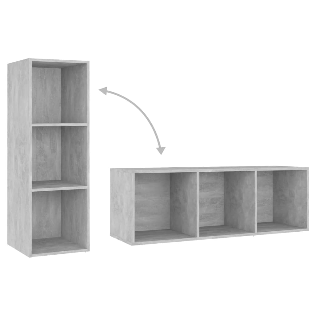Ensemble de meubles TV 3 pièces en béton gris à base de bois