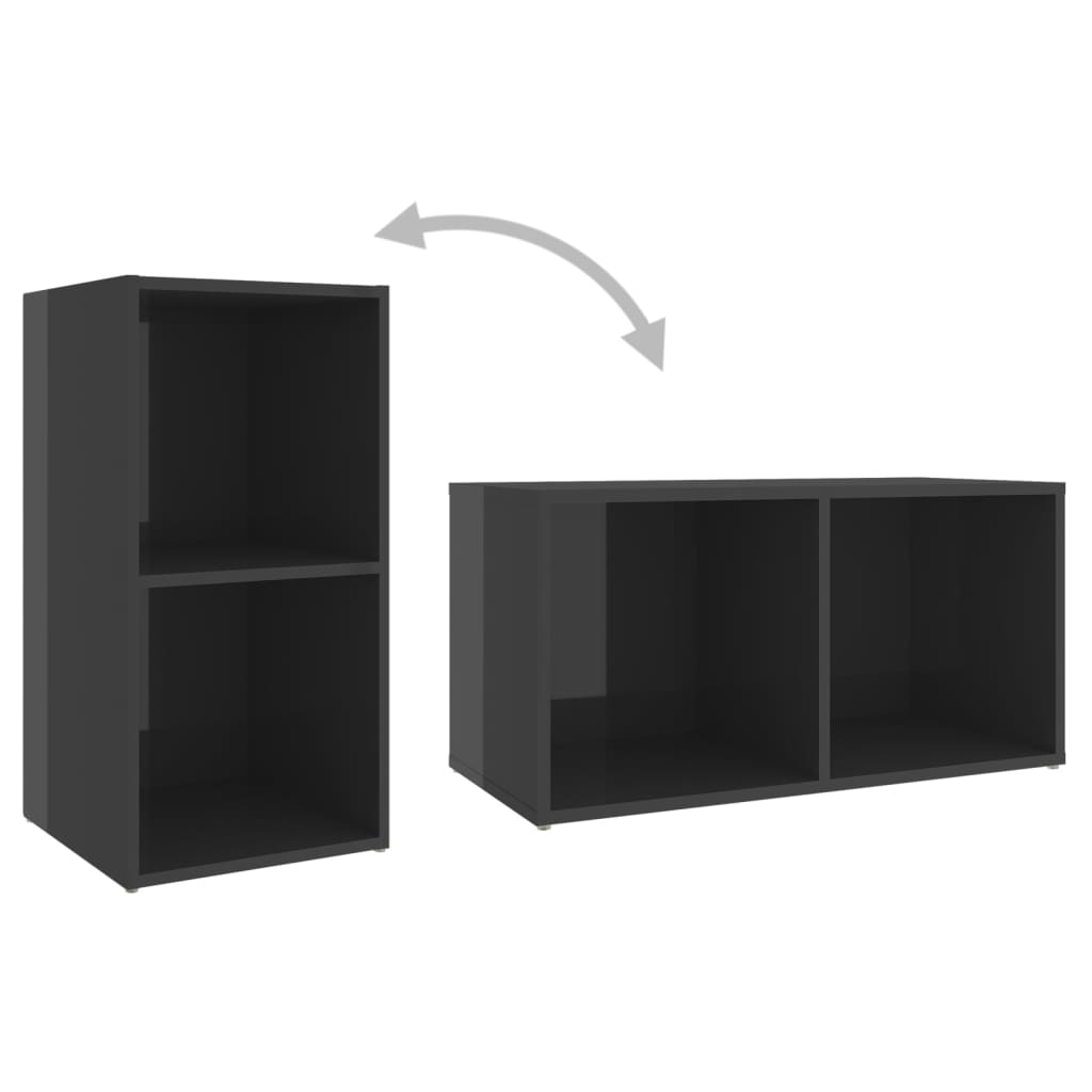 Ensemble de meubles TV 3 pièces, gris brillant, matériau à base de bois