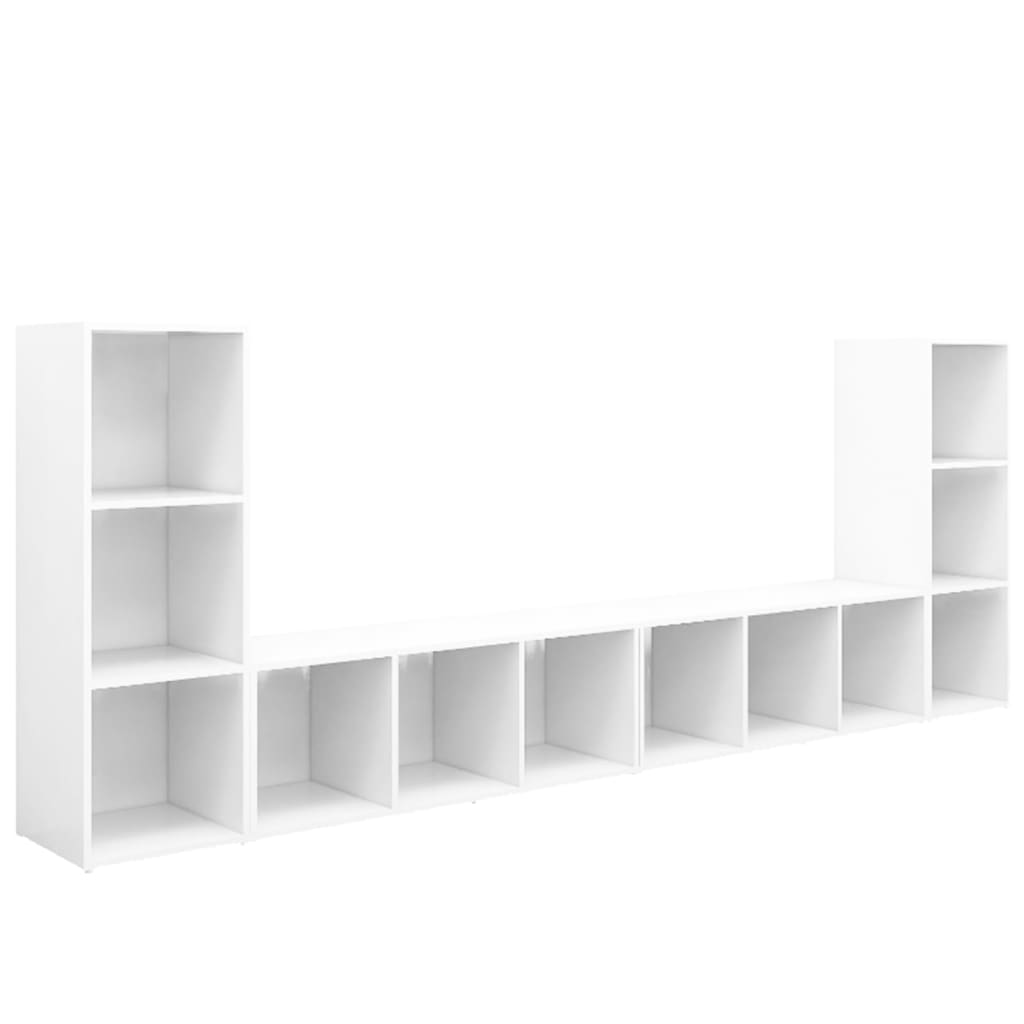 Meubles TV 4 pièces, blanc, 107 x 35 x 37 cm, matériau à base de bois