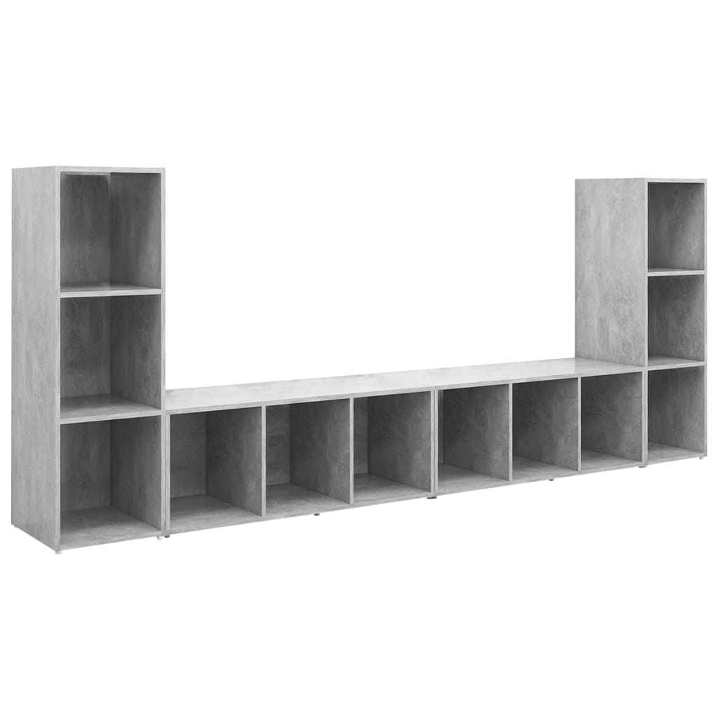 Meubles TV, 4 pièces, gris béton, 107 x 35 x 37 cm, matériau à base de bois