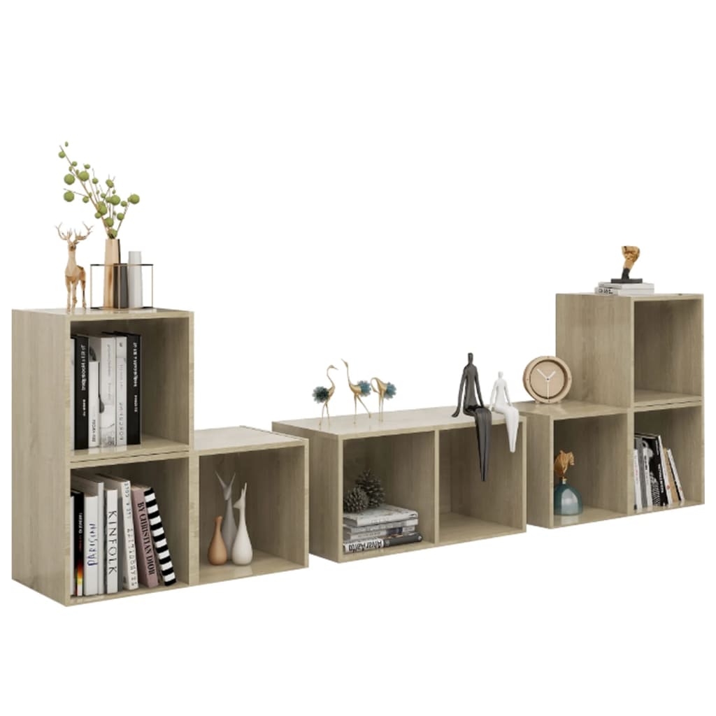 Ensemble de meubles TV 6 pièces en bois de chêne Sonoma