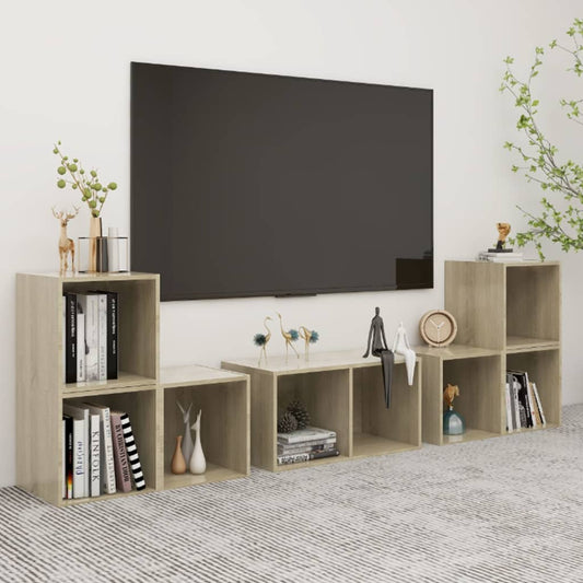 Ensemble de meubles TV 6 pièces en bois de chêne Sonoma