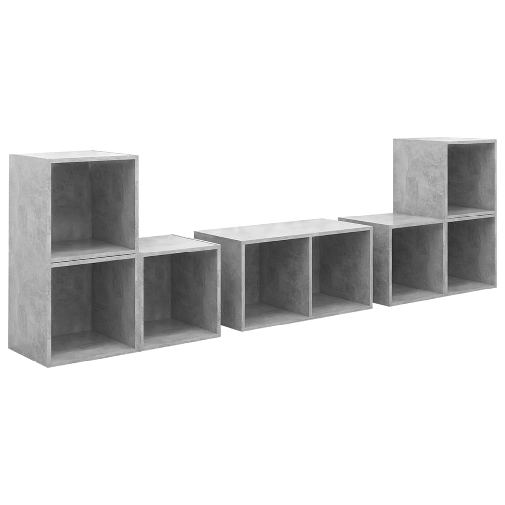 Ensemble de meubles TV 6 pièces en béton gris à base de bois