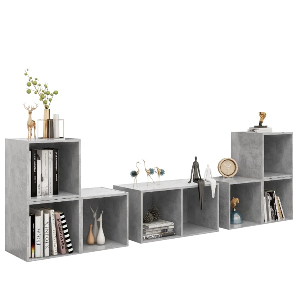 Ensemble de meubles TV 6 pièces en béton gris à base de bois