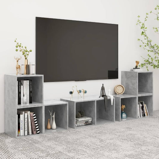 Ensemble de meubles TV 6 pièces en béton gris à base de bois