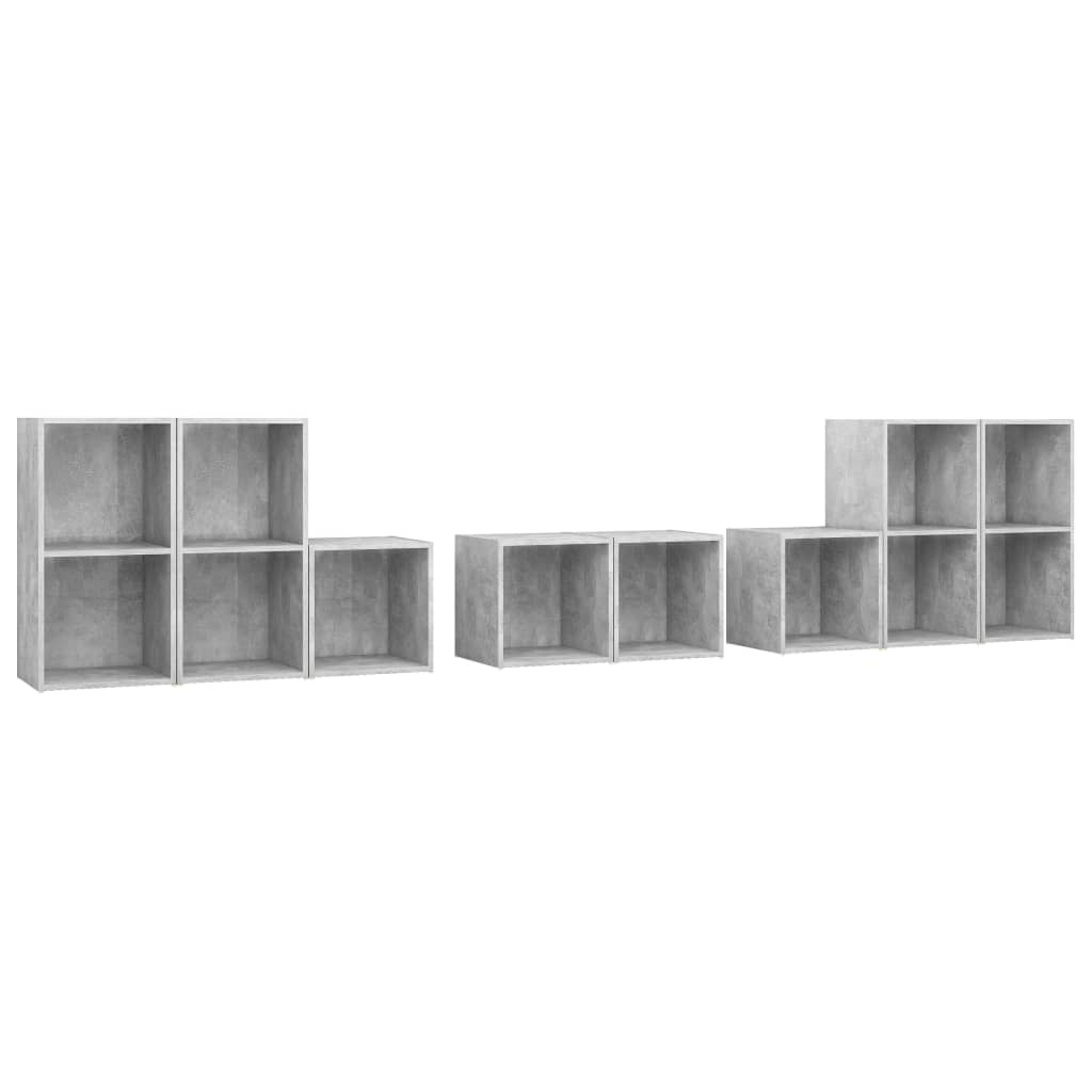 Ensemble de meubles TV 8 pièces en béton gris à base de bois