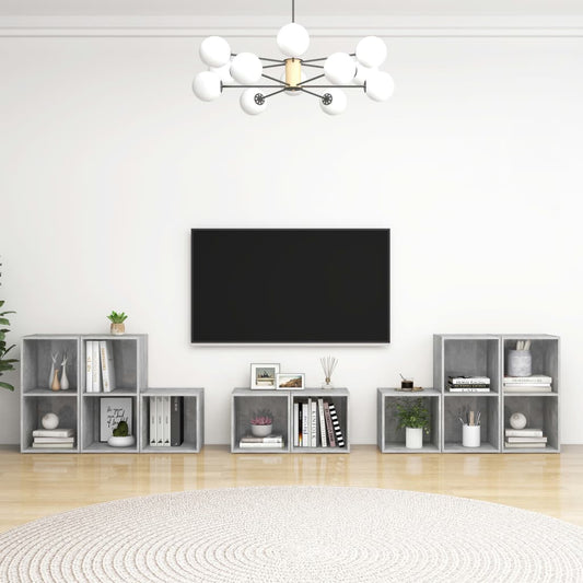 8-tlg. TV-Schrank-Set Betongrau Holzwerkstoff