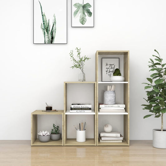 Ensemble de meubles TV 3 pièces en bois de chêne Sonoma blanc
