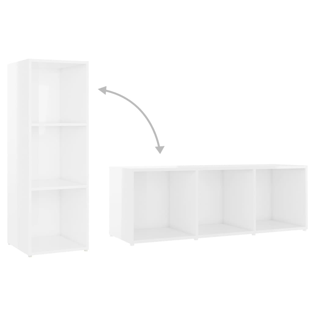 Ensemble de meubles TV 3 pièces, blanc brillant, matériau à base de bois