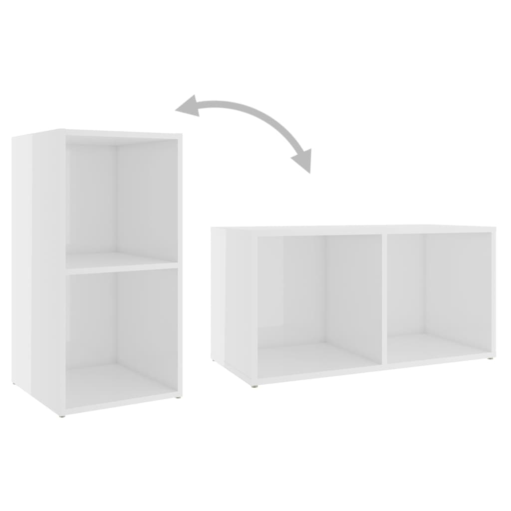 Ensemble de meubles TV 3 pièces, blanc brillant, matériau à base de bois