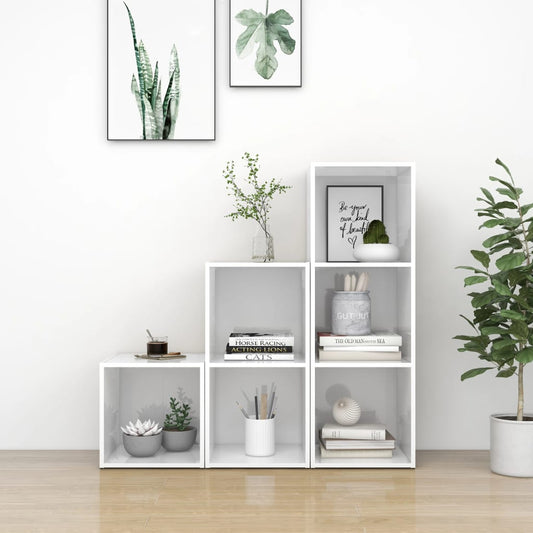 Ensemble de meubles TV 3 pièces, blanc brillant, matériau à base de bois