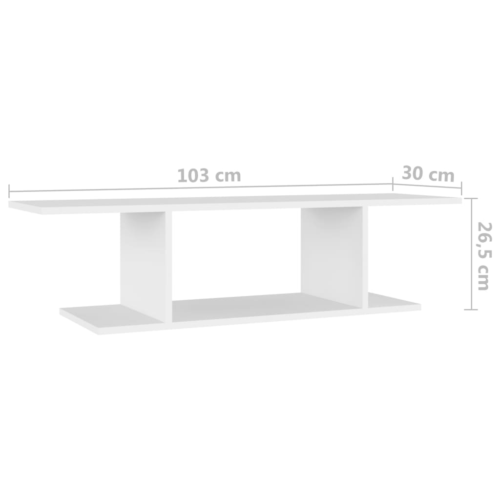 Meuble TV mural blanc 103x30x26,5 cm