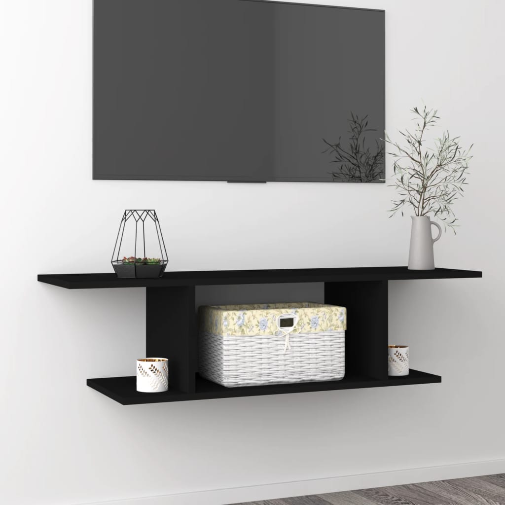 Meuble TV mural noir 103x30x26,5 cm