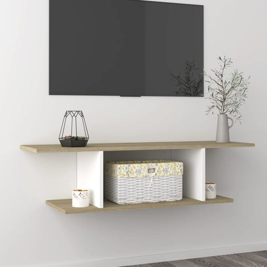 Meuble TV mural en chêne Sonoma blanc 103x30x26,5 cm