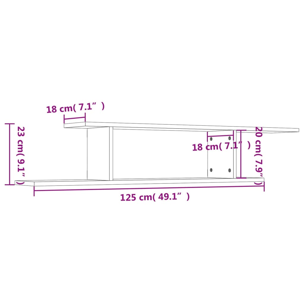 Etagère murale TV chêne Sonoma 125x18x23 cm matériau bois