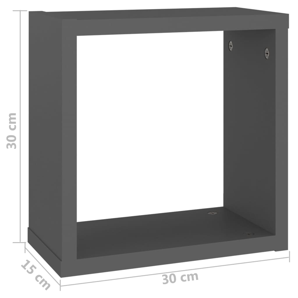 Würfelregale 2 Stk. Grau 30x15x30 cm