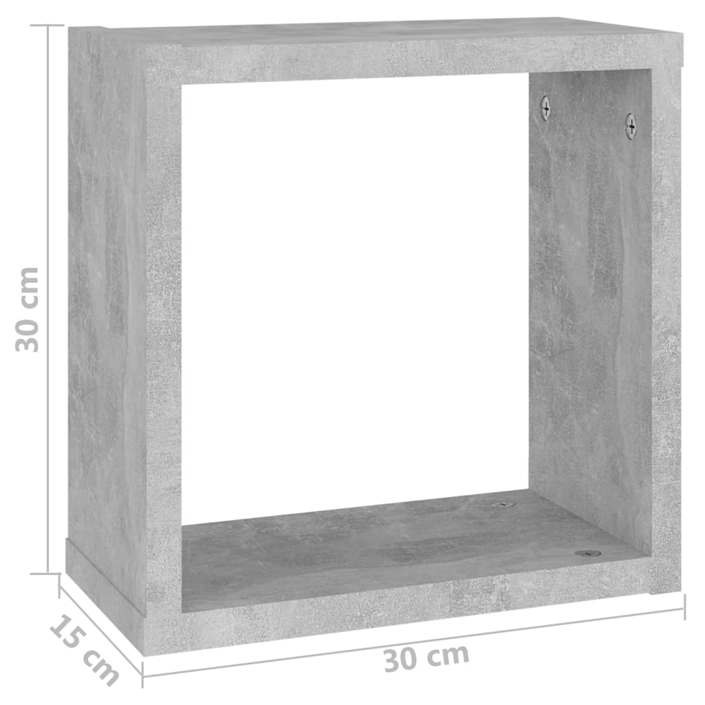 Würfelregale 2 Stk. Betongrau 30x15x30 cm