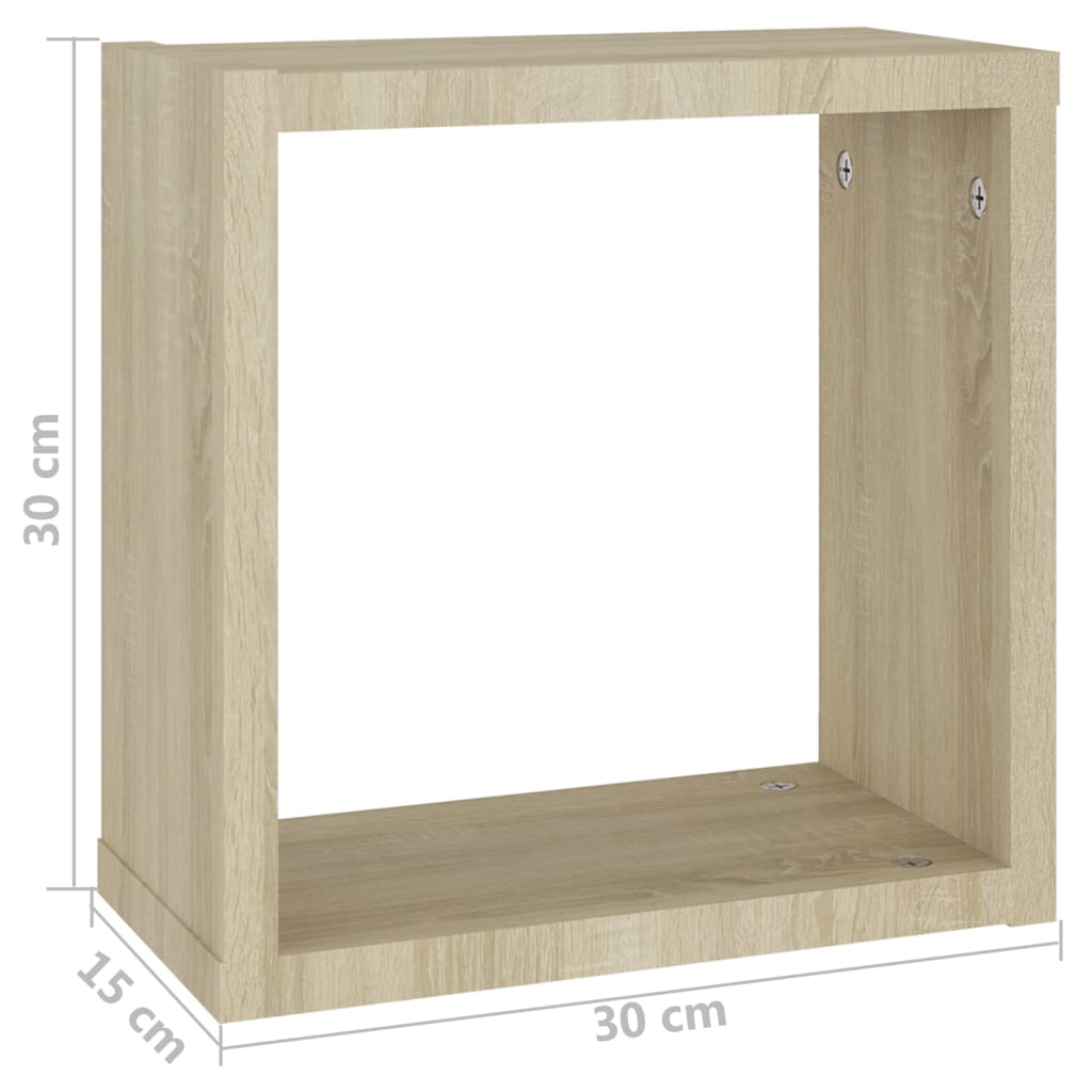 Würfelregale 4 Stk. Weiß und Sonoma-Eiche 30x15x30 cm