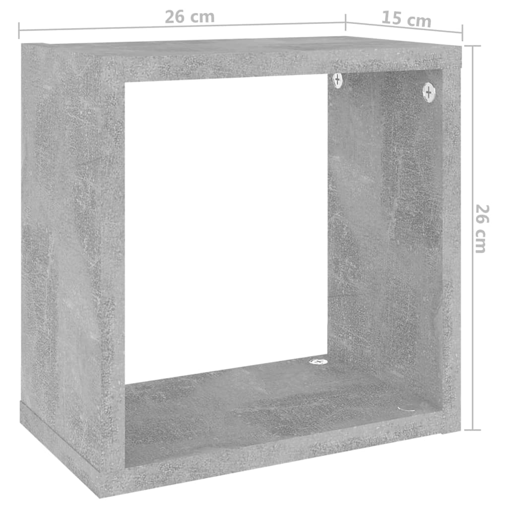 Würfelregale 2 Stk. Betongrau 26x15x26 cm