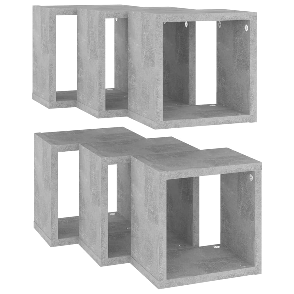 Würfelregale 6 Stk. Betongrau 22x15x22 cm