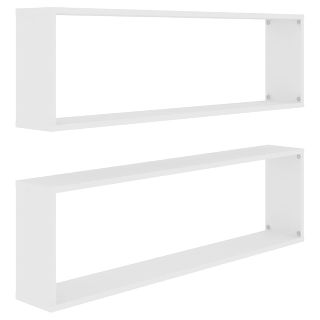 Étagères cubiques 2 pcs. Blanc 100x15x30 cm matériau bois