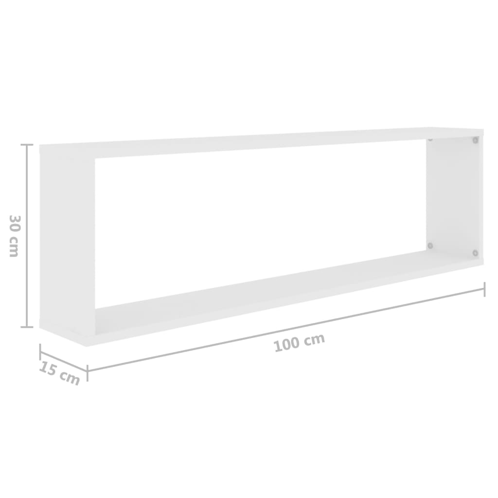 Étagères cubiques 2 pcs. Blanc 100x15x30 cm matériau bois