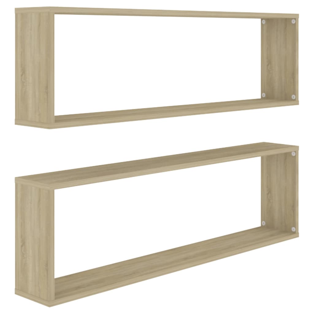 Étagères cubiques 2 pcs. Chêne Sonoma 100x15x30 cm matériau bois