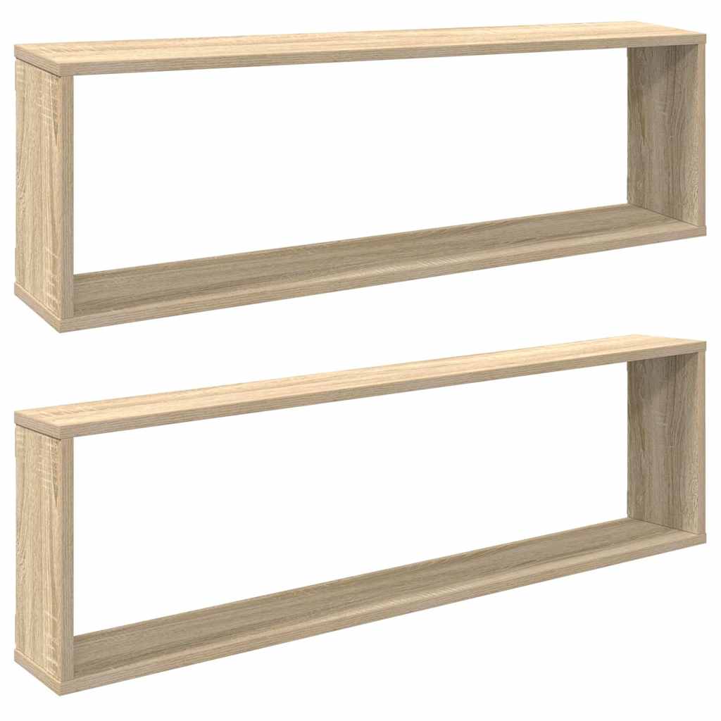 Würfelregale 2 Stk. Sonoma-Eiche 100x15x30 cm Holzwerkstoff
