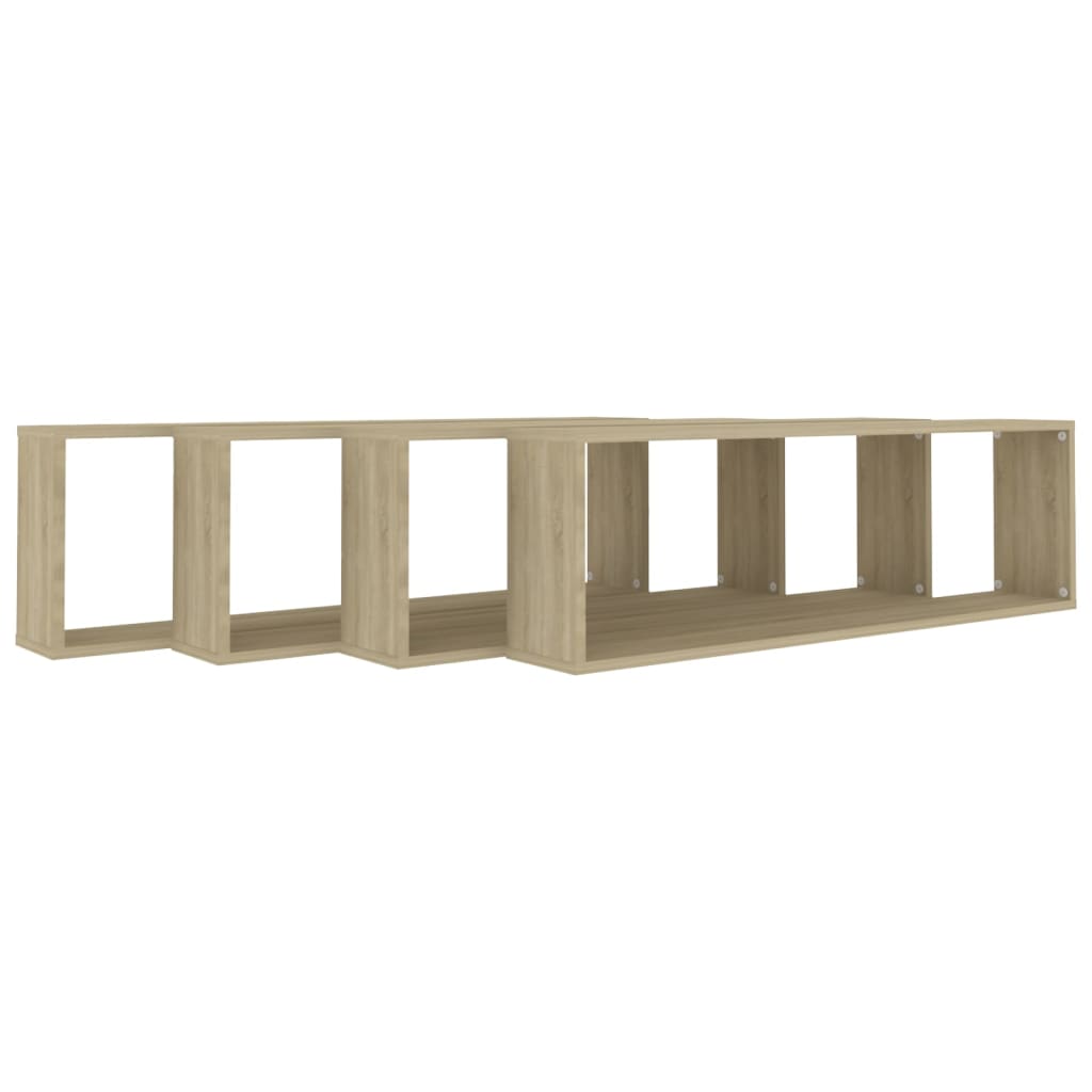 Étagères cubiques 4 pcs. Chêne Sonoma 100x15x30 cm matériau bois