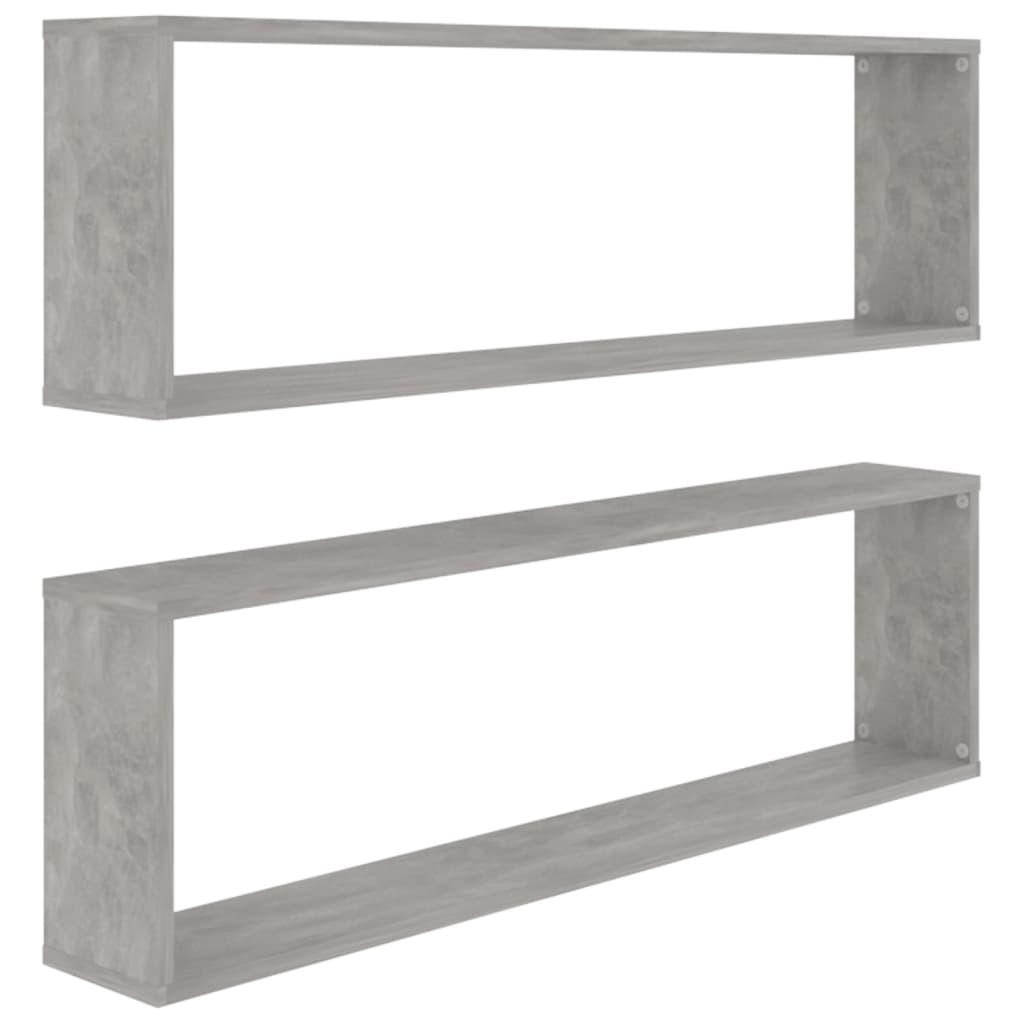 Étagères cubiques 2 pcs. Gris béton 100x15x30 cm matériau bois