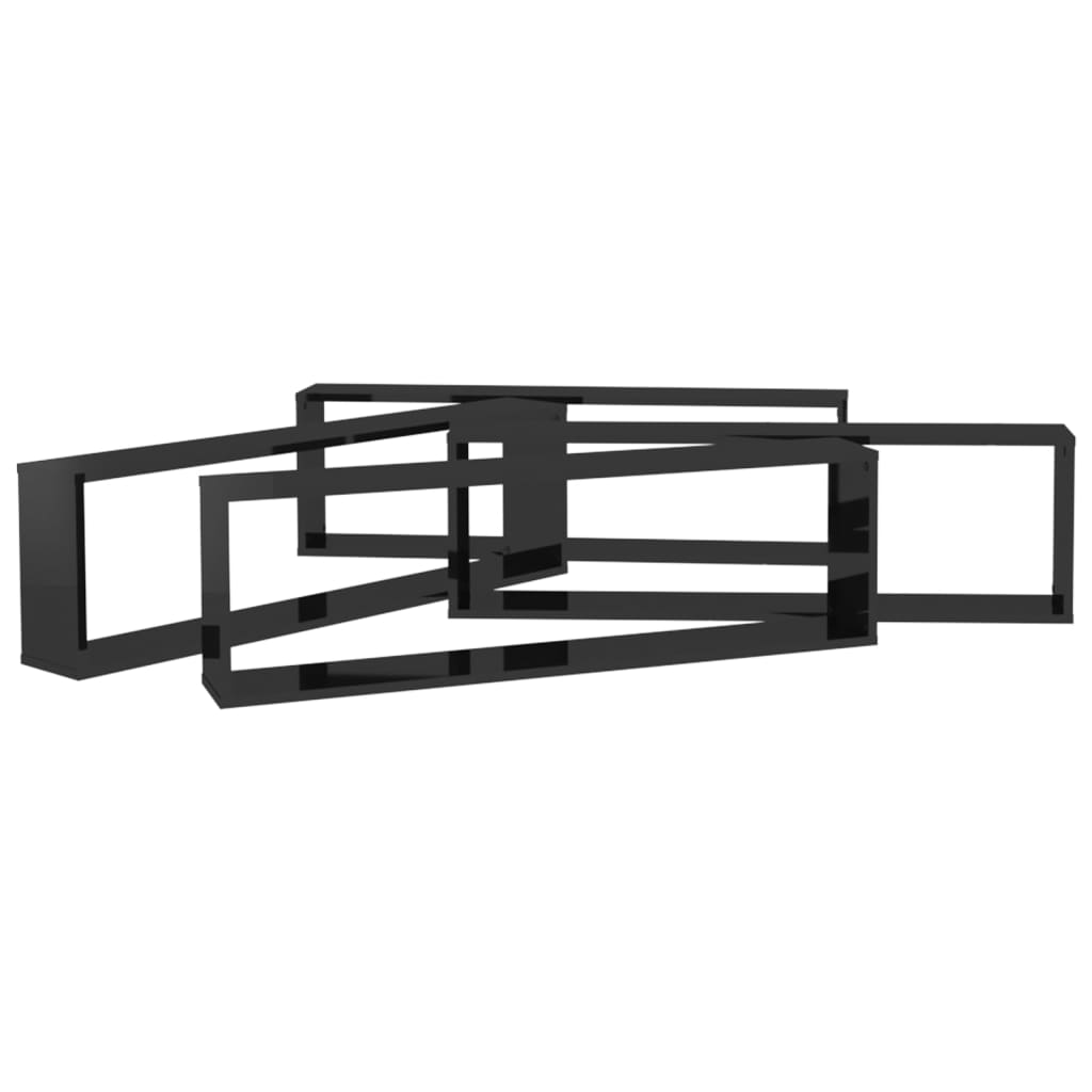 Würfelregale 4 Stk. Hochglanz-Schwarz 100x15x30cm Holzwerkstoff