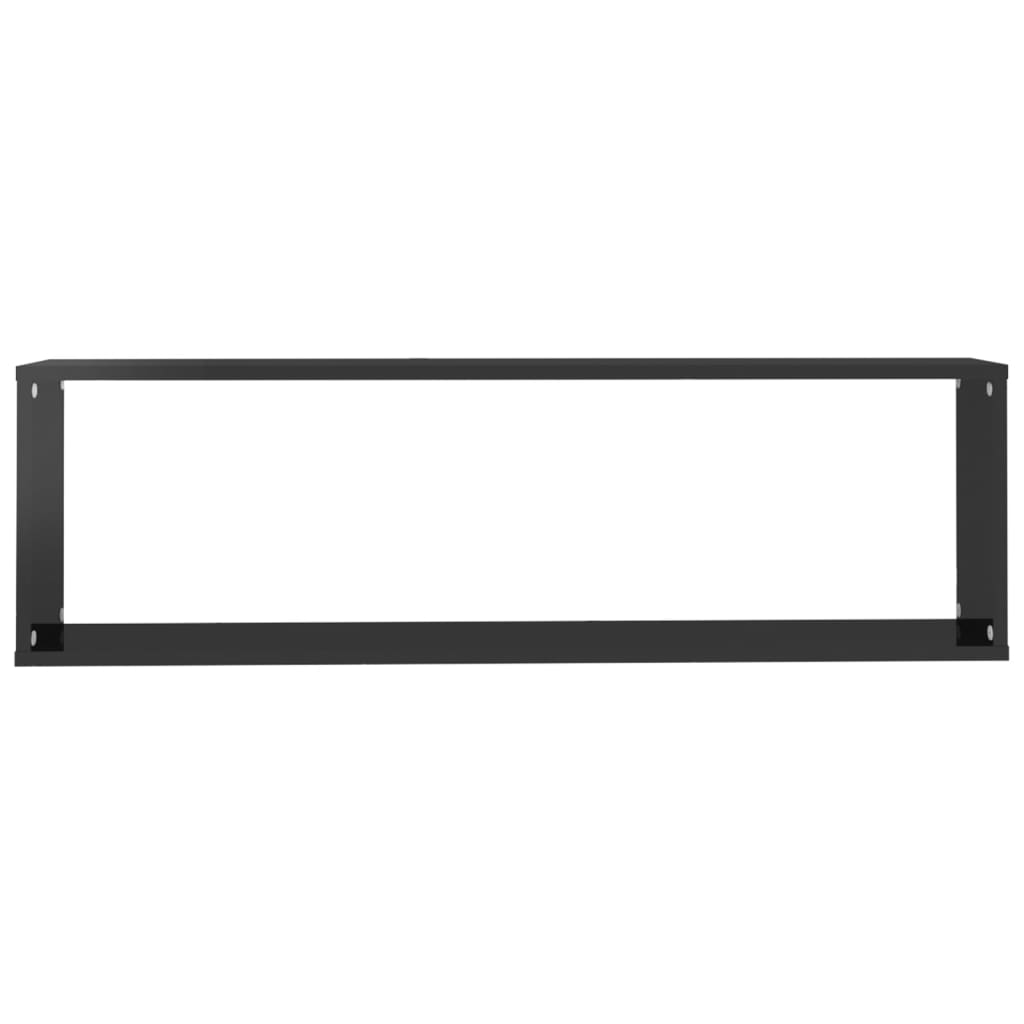Würfelregale 4 Stk. Hochglanz-Schwarz 100x15x30cm Holzwerkstoff