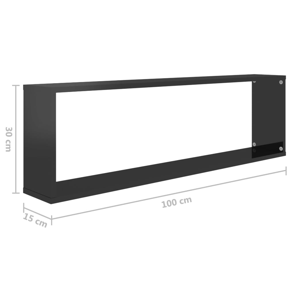 Würfelregale 4 Stk. Hochglanz-Schwarz 100x15x30cm Holzwerkstoff
