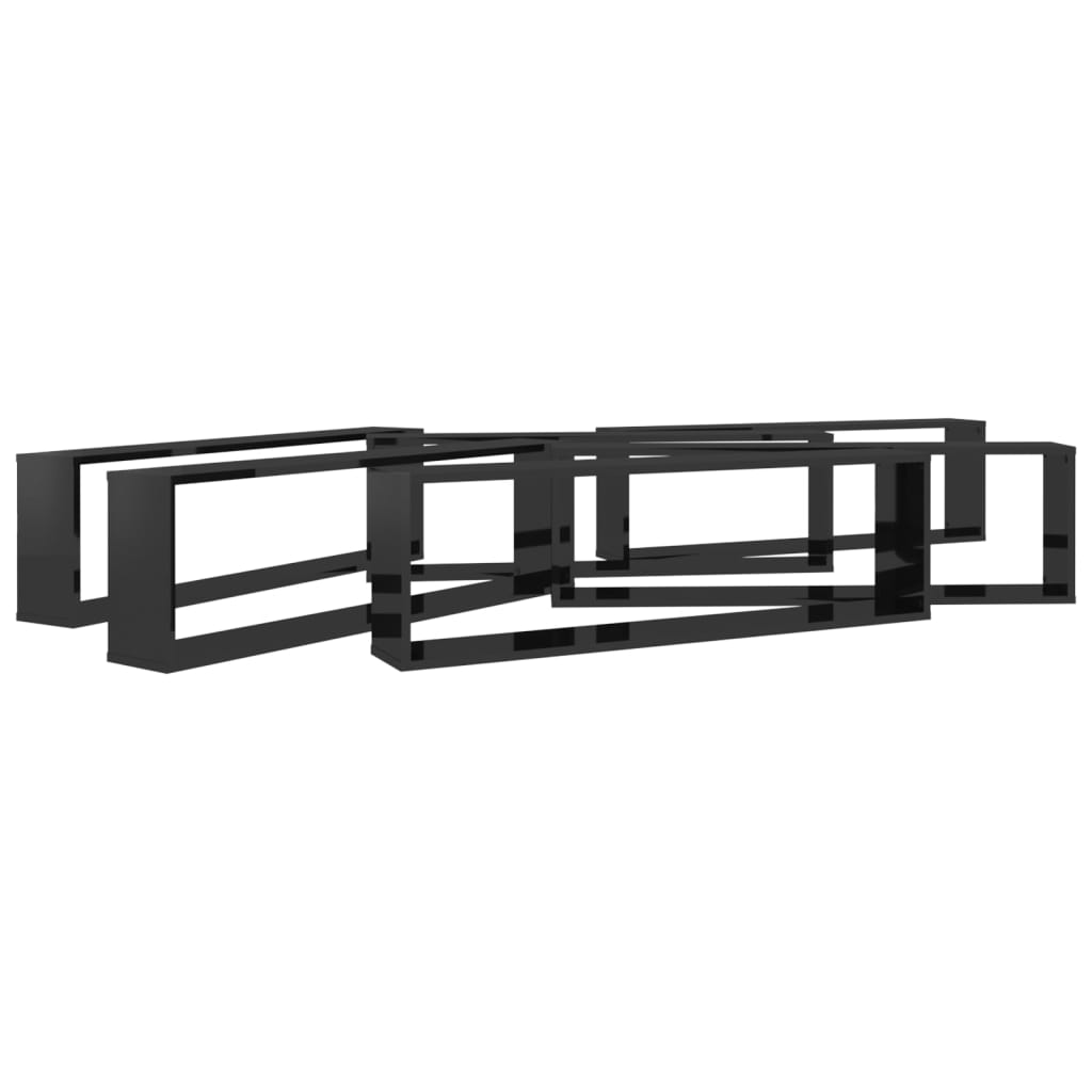Würfelregale 6 Stk. Hochglanz-Schwarz 100x15x30cm Holzwerkstoff