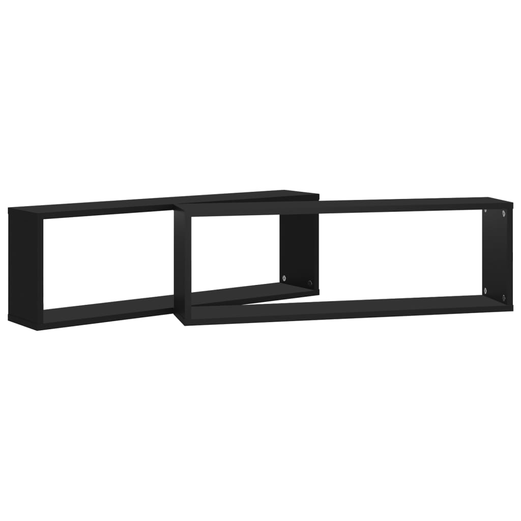 Étagères cubiques 2 pcs. Noir 80x15x26,5 cm en bois