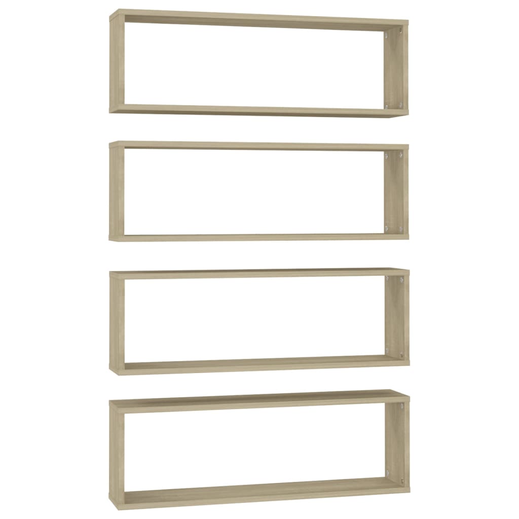 Étagères cubiques 4 pcs. Chêne Sonoma 80x15x26,5 cm matériau bois