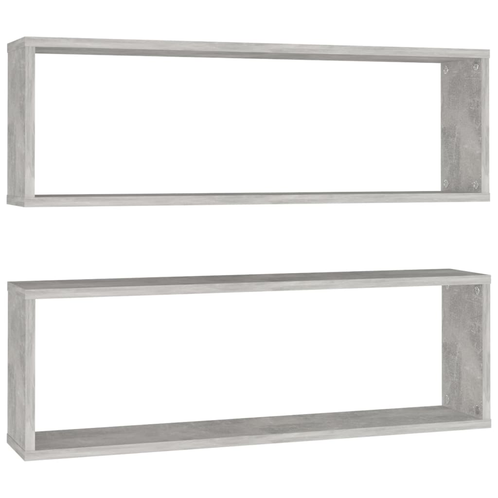 Étagères cubiques 2 pcs. Gris béton 80x15x26,5 cm matériau bois