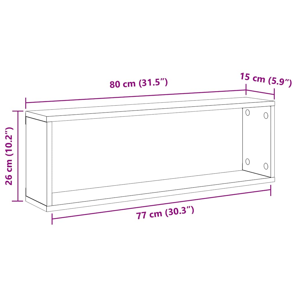 Würfelregale 4 Stk. Betongrau 80x15x26,5 cm Holzwerkstoff