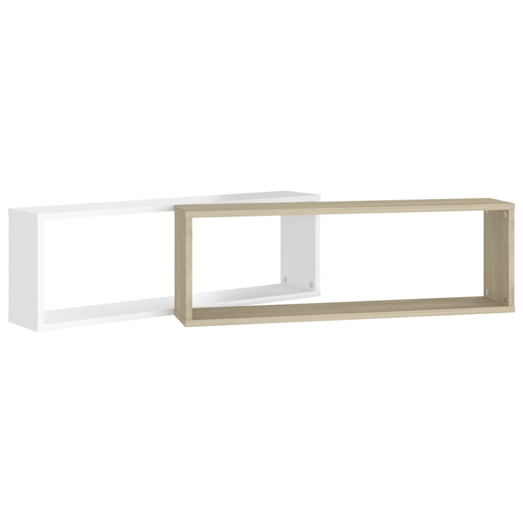 Würfelregale 2Stk. Weiß Sonoma-Eiche 80x15x26,5cm Holzwerkstoff
