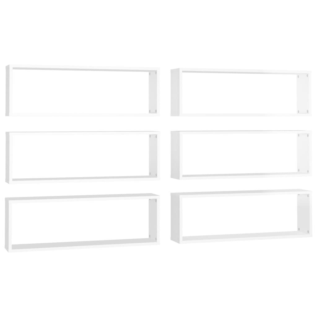Würfelregale 6 Stk. Hochglanz-Weiß 80x15x26,5 cm Holzwerkstoff