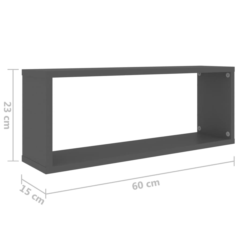 Würfelregale 2 Stk. Grau 60x15x23 cm Holzwerkstoff