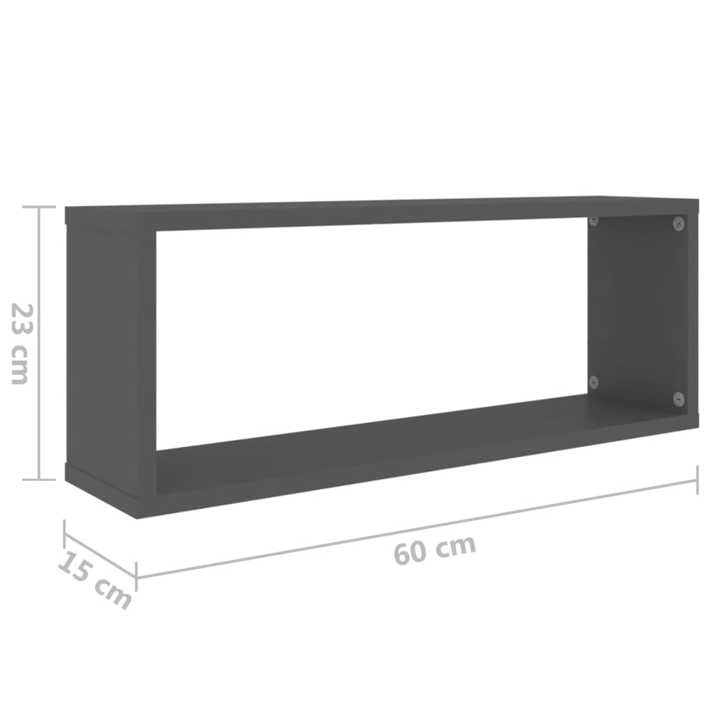 Würfelregale 4 Stk. Grau 60x15x23 cm Holzwerkstoff