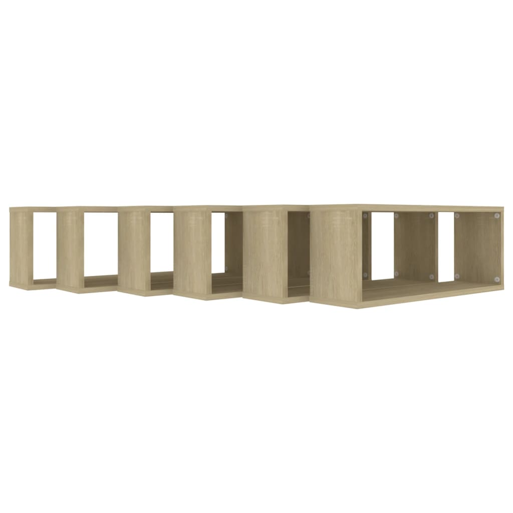 Étagères cubiques 6 pcs. Chêne Sonoma 60x15x23 cm matériau bois