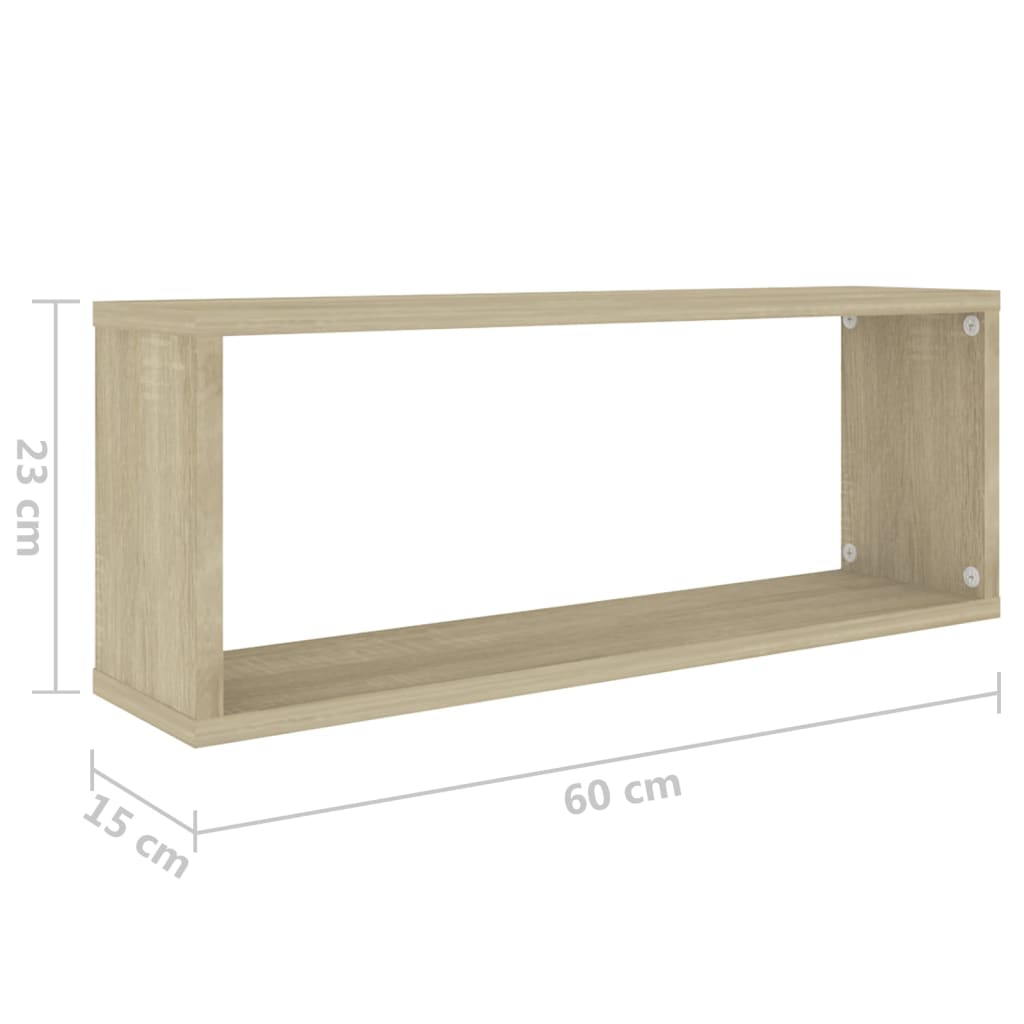 Würfelregale 2Stk. Weiß & Sonoma-Eiche 60x15x23cm Holzwerkstoff