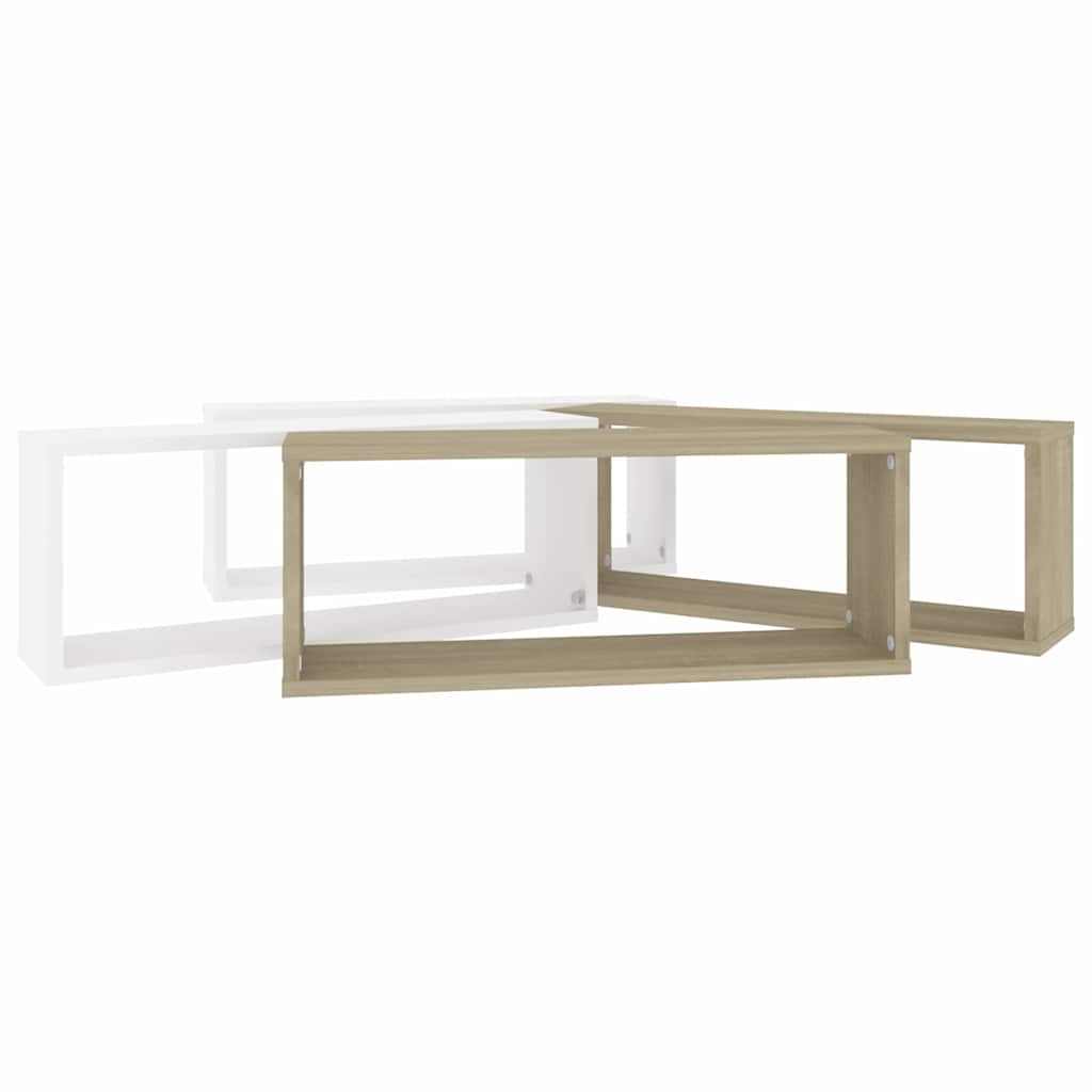 Würfelregale 4Stk. Weiß & Sonoma-Eiche 60x15x23cm Holzwerkstoff