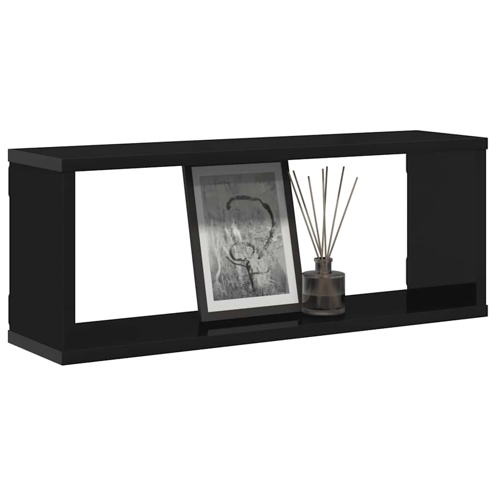 Würfelregale 4 Stk. Hochglanz-Schwarz 60x15x23 cm Holzwerkstoff