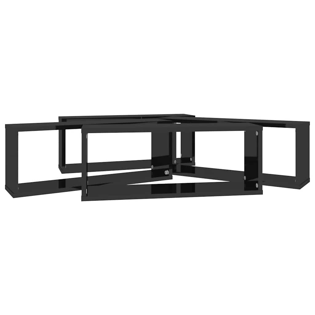 Würfelregale 4 Stk. Hochglanz-Schwarz 60x15x23 cm Holzwerkstoff