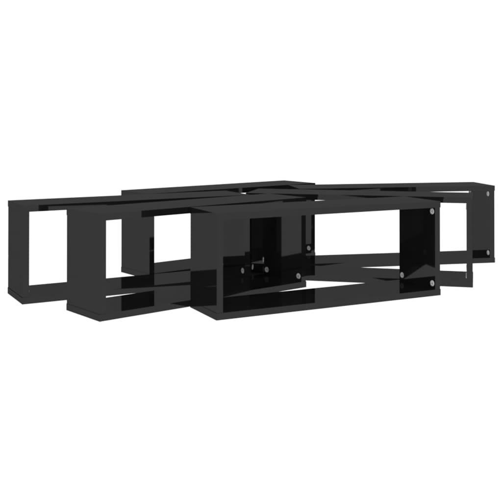 Würfelregale 6 Stk. Hochglanz-Schwarz 60x15x23 cm Holzwerkstoff