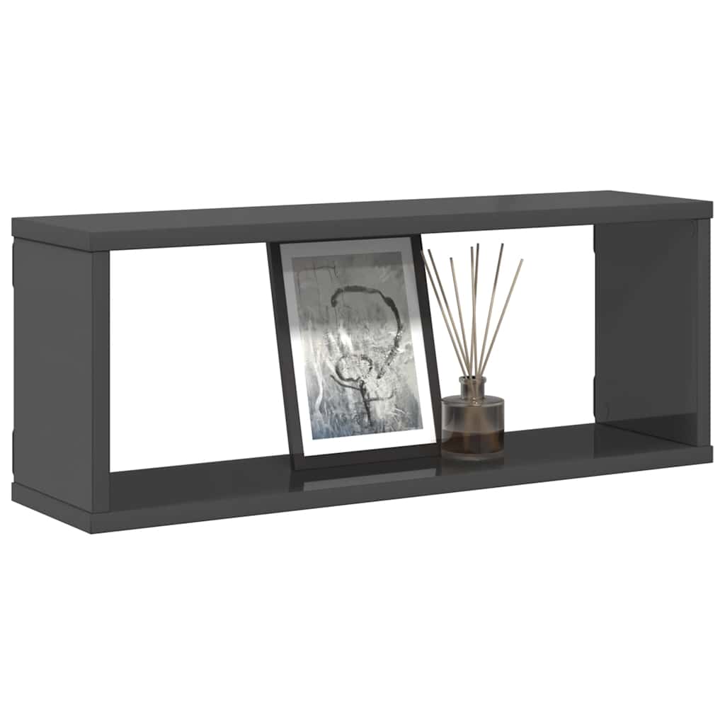 Würfelregale 4 Stk. Hochglanz-Grau 60x15x23 cm Holzwerkstoff
